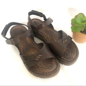 Born Brown Leather Adjustable Strap Sandals